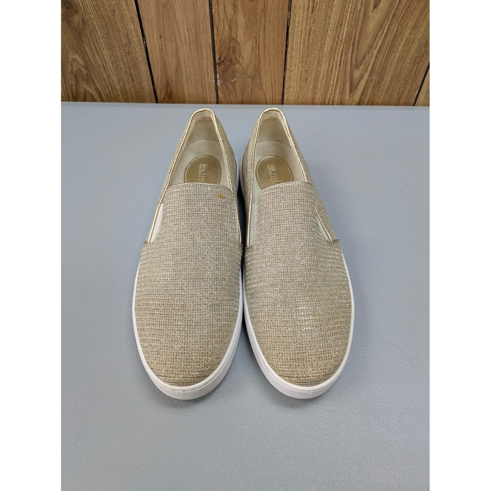Michael Kors Keaton Gold Glitter Metallic Shoes Womens 10 Slip On Sneakers - Picture 1 of 10